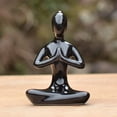 thumbnail image 5 of Lote de 4 estatuas de meditación y yoga, figuras de cerámica, decoración de figuras de yoga, color negro, que son hermosas y son una excelente decoración para el hogar., 5 of 5
