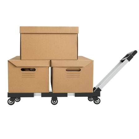 Heavy Duty Folding Hand Truck 330lbs, 6-Wheel Collapsible Dolly Cart with Adjustable Handle