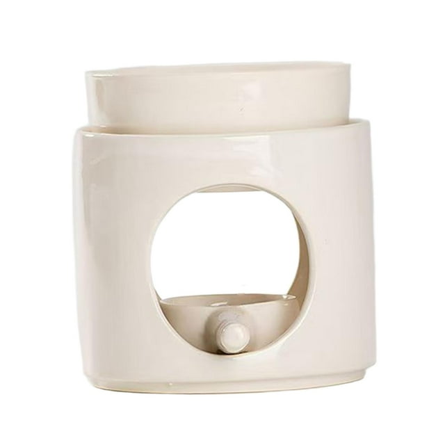 Tnarru Essential Oil Burner Ceramic Split Candleholder Scented Oil Diffuser Tealight Candle Holder for Table Centerpiece Living Room Beige