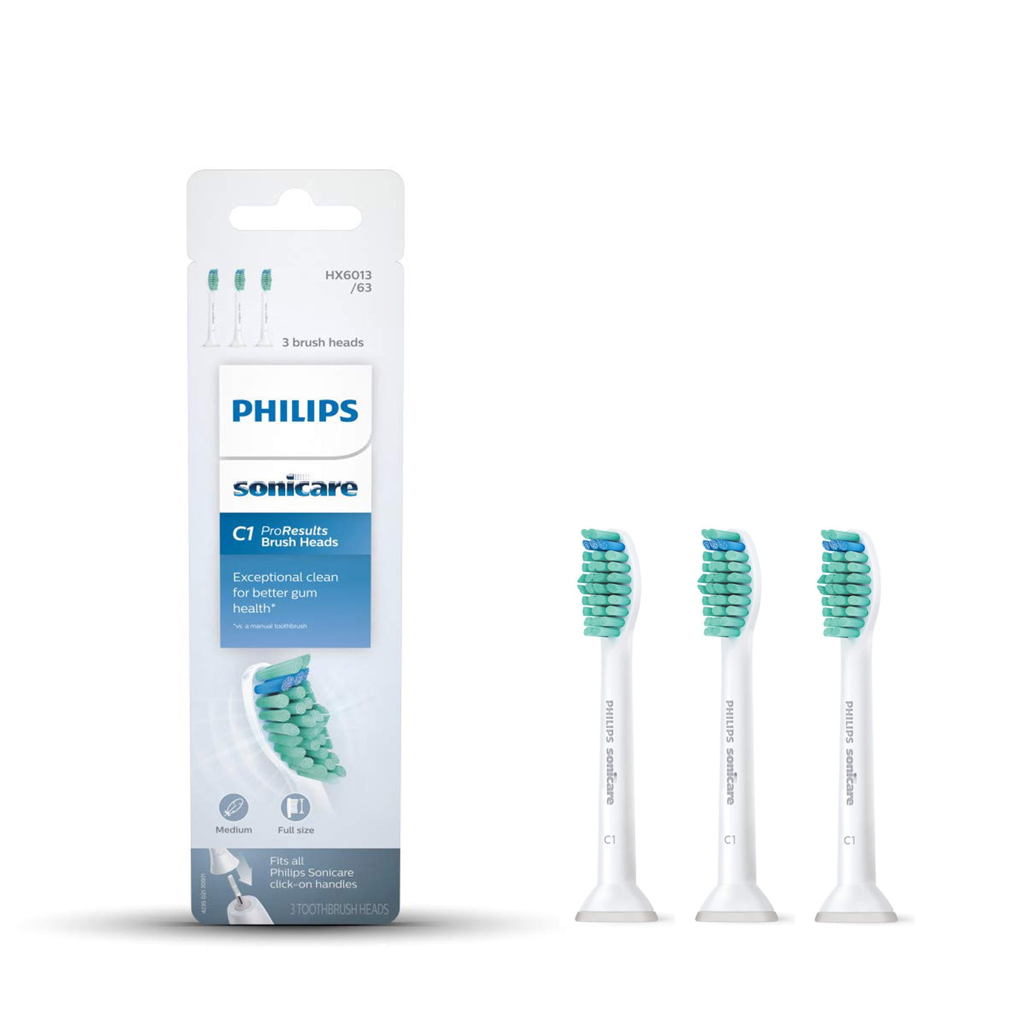 doel boerderij Schrijf op Philips Sonicare C1 ProResults Replacement Toothbrush Heads, Hx6013/63,  White 3 count - Walmart.com