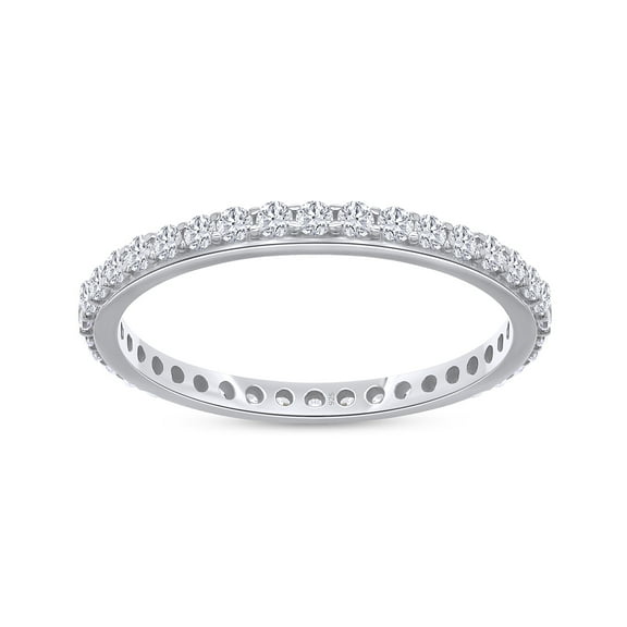 AFFY White Cubic Zirconia Eternity Ring in 14k White Gold over Sterling Silver-4