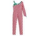 thumbnail image 6 of TiaoBug Kids Girls Christmas Candy Cane Striped Jumpsuit Sequins One Shoulder Ballet Dance Bodysuit Red 8, 6 of 7