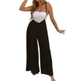 thumbnail image 5 of KOMOO Women Wide-Leg Pants Loose Tie-up Straps Bib Pants Solid Color Baggy Cotton Rompers Overalls, 5 of 9