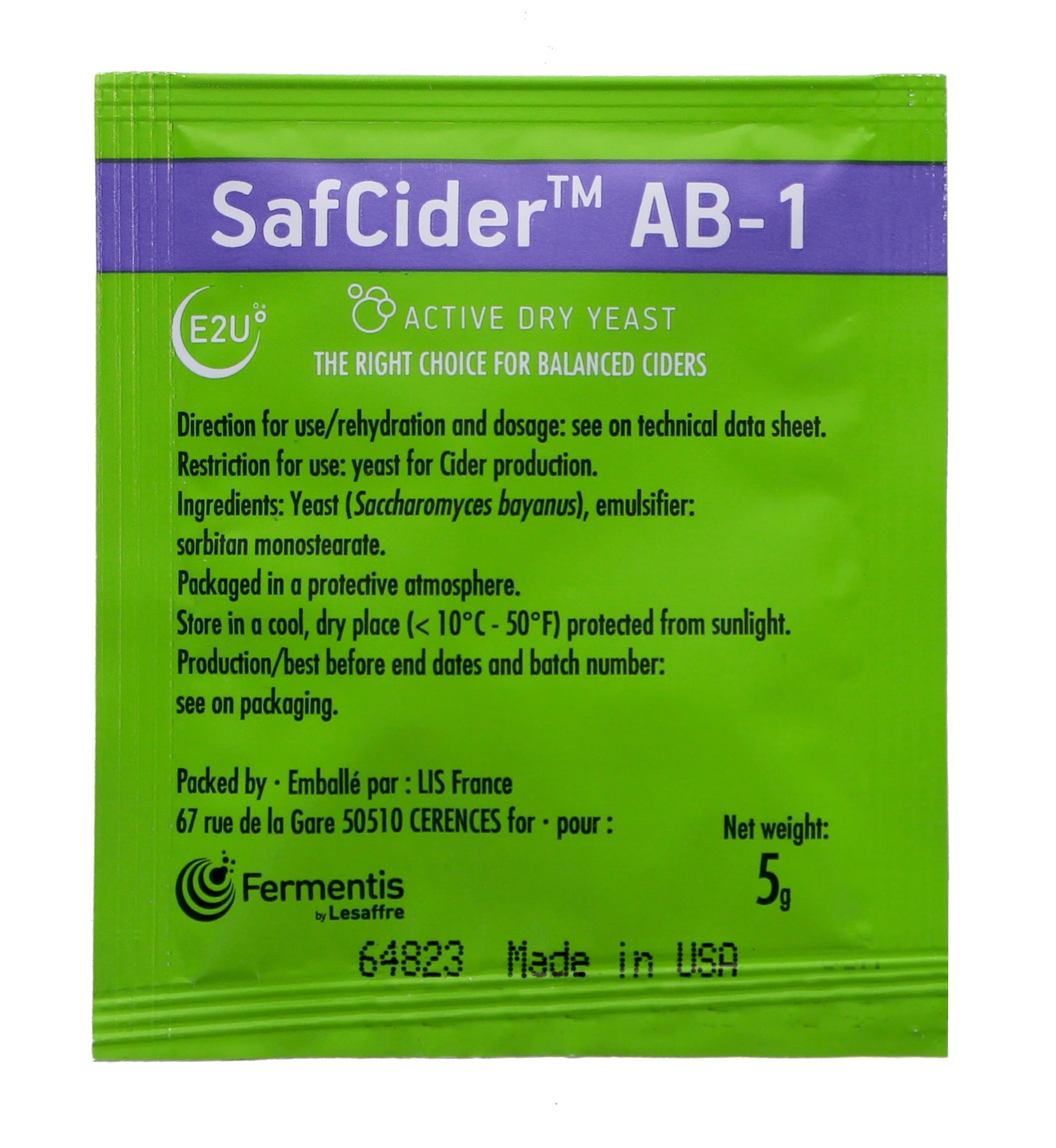 HomeBrewStuff Safcider Dry Beer Yeast (5 Gram Pack)