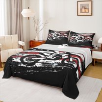 jejeloiu Extreme Speed Sport Twin Sheet Sets,Vintage Motorcycle Bedding For Boys Teens 3 Pieces