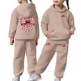 thumbnail image 2 of Tiweut Outfits for Girls 2 Piece Winter Lined Long Sleeve Hoodie and Joggers Comfy Clothes,6-7 Y, 2 of 7