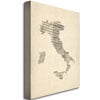 Trademark Art "Italy    Old Sheet Music Map" Canvas Art by Michael Tompsett