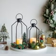 thumbnail image 4 of Glasseam Lantern Decorative Pillar Candle Holders Set of 2 Glass Hurricane Candle Holder for Halloween Front Porch Fireplace Outdoor Decor Black, 4 of 10