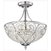 Warehouse of Tiffany Raven Chrome and Crystal 3-Light Semi-Flush Ceiling Lamp