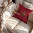 thumbnail image 4 of Lksixu Christmas Throw Pillow Cover, 18x18 inch Red Velvet Christmas Tree Embroidery Pillow Cases, Soft Farmhouse Decorative Pillowcases Winter Holiday Cushion Cover Christmas Decorations for Couch, 4 of 6