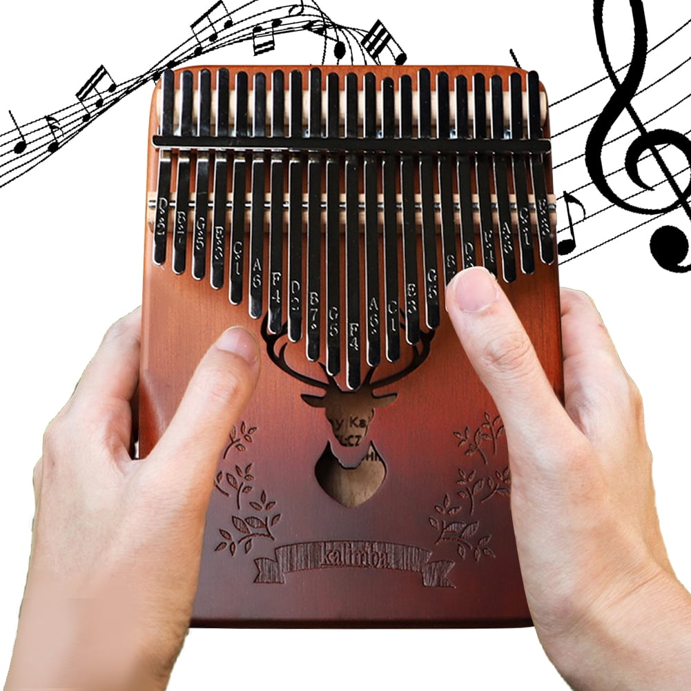 Kalimba 21 Keys Thumb Piano Portable Mbira Finger Piano Sport Supplies (Gradient Forest Deer)