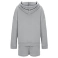 thumbnail image 3 of JINMGG Two Piece Outfits Women, 2023 Fashion Fall Clearance Women's Solid Set Tracksuit Pullover TWO Piece SportSets Long Sleeved Hoodies Sports Fashion Shorts Set Long Sleeved Hooded Suit Gray M, 3 of 5