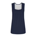 thumbnail image 4 of Yubnlvae Navy Summer Tank Tops for Women 2025 Loose Fit Pleated Square Neck Sleeveless Shirt Curved Flowy Vest Basic Cotton Tee, L, 4 of 6
