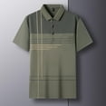 thumbnail image 4 of QUINDOS Casual Mens Shirts Polo Short Sleeve Collared Shirts Striped Loose Summer Moisture Wicking T-shirts, 4 of 4