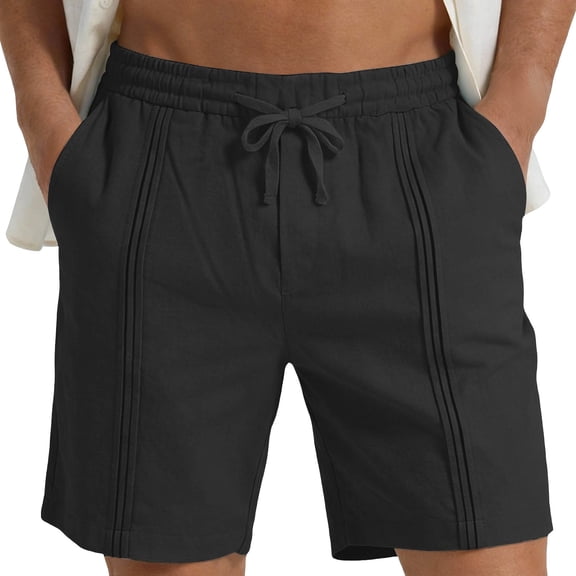 Fnnxeal Mens Drawstring Lounge Shorts, Elastic Waist Casual Athletic Shorts 5-Inch Inseam Relaxed Fit Black,Size XL