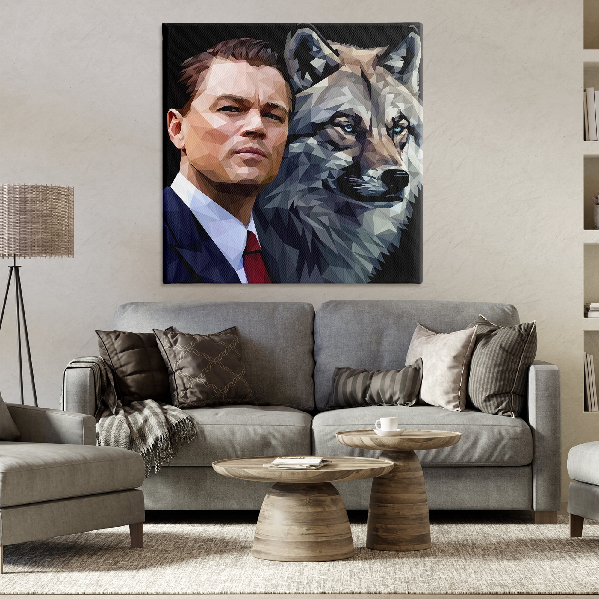 Stupell Industries Leonardo with Wolf People Painting Wrapped Canvas Art Print Wall Art, 36 x 36