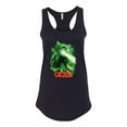 thumbnail image 2 of Catzilla Parody Taking Over City | Womens Cat Lover Jersey Racerback Tank Top, Black, Small, 2 of 3