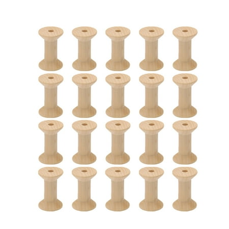 

20 Pcs Vintage Unfinished Wooden Spools Hour Glass Shaped Bobbin Sewing Tools for DIY Thread String Rolling Wire (Light Yellow 30x22MM)