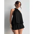 thumbnail image 5 of Women's Solid Color Casual Halter Mini Bubble Dress, Summer Dresses For Women, 5 of 10