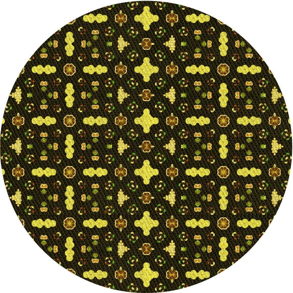 Ahgly Company Indoor Square Patterned Dark Yellow Green Area Rugs, 3' Square