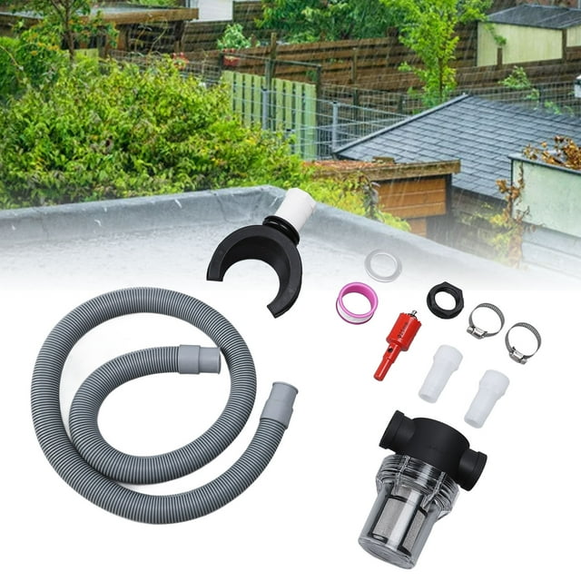 Rain Barrel Diverter Kit, Round Rain Collector Downpipe Hose, Rainwater Collector Downpipe Water Collection System with Filter, Catch Rain Water for Outdoor Chores