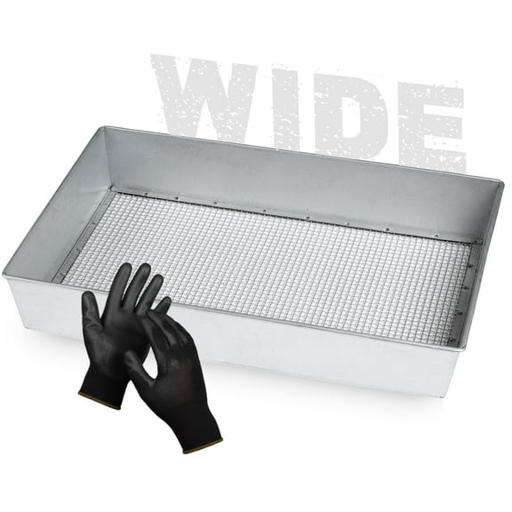 WENSES Wide Soil Sifter, 17.5 x 11.5 inch Size with 1/4 inch Mesh, Includes Work Gloves