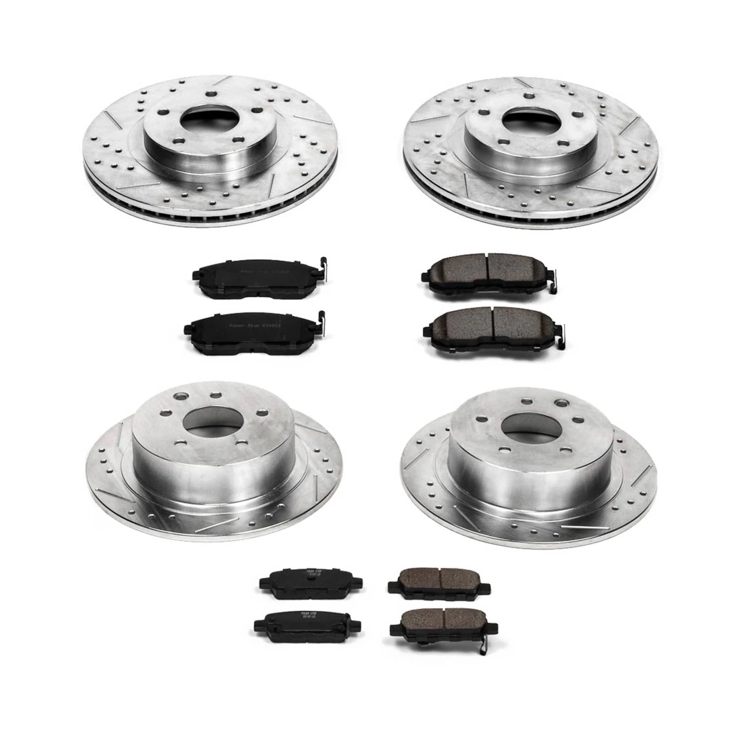 PowerStop Front and Rear Z23 Evolution Sport Carbon-Fiber Ceramic Brake Pad and Drilled & Slotted Rotor Kit Fits: NISSAN Select Models K2283
