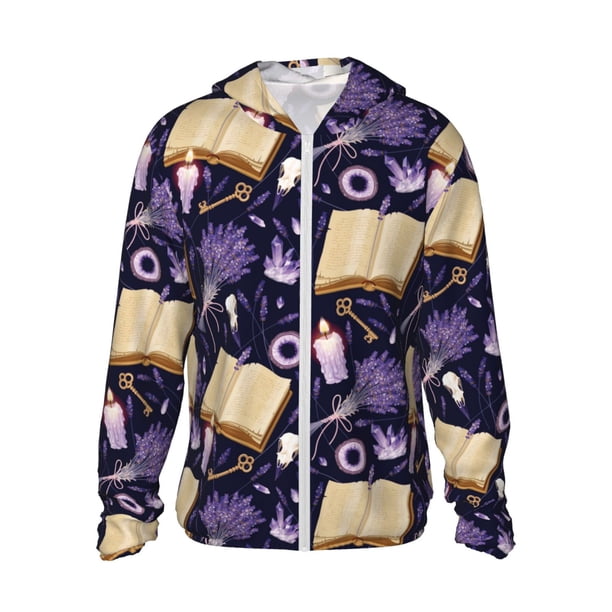 Fotbe Lavender Flowers Chaqueta con Protección Solar UPF 50+ para Hombre y Mujer, Camisa con Capucha y Bolsillos-Medium