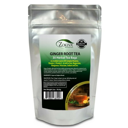 Ginger Tea 100% Pure Root (30 Bags) All-Natural Caffeine Free Herbal Tea