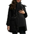 thumbnail image 2 of successthop Maternity Winter Coat 3 in 1 Down Jacket Thick Hooded Outwear with Pockets Zip Long Sleeve Coat Warm Clothes Black, 2 of 9
