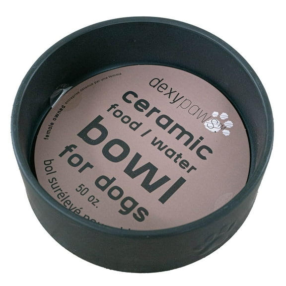 Dexypaws: Ceramic Dog Bowl: Black - 50oz - Stylish & Functional Pet Feeding Dish, Food & Water, Dishwasher Safe, Safe & Non-Toxic, Non-Tip Design