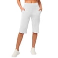 thumbnail image 2 of Capri Pants for Women High Waist Workout Yoga Shorts with Pockets Tummy Control Leggings Straight Leg Long Shorts, 2XL, 2 of 9