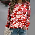 thumbnail image 2 of Luxalzxs Valentines Day Shirts Women Pretty Love Heart Printed Thin Sweatshirt Fashion Casual Long Sleeve Loose Round Neck Pullover Tunic Tops, 2 of 5