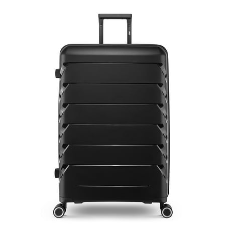PUR by iFLY 28" Checked Hard Side Lightweight Expandable Luggage, Black
