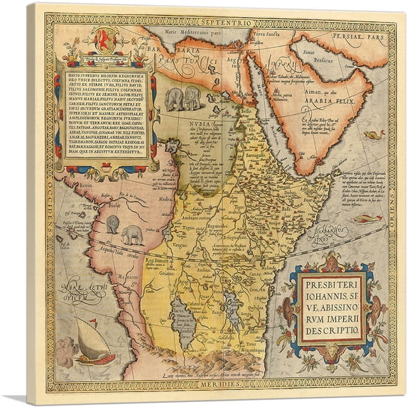 ARTCANVAS Africa 1573 Canvas Art Print by Abraham Ortelius - Size: 18" x 18" (1.50" Deep)