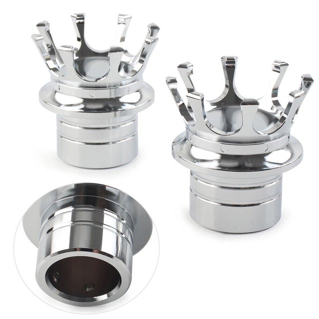 Par de cubiertas de tuercas para eje delantero de corona aptas para HARLEY Softail Srtster Road King cromadas