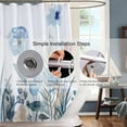 thumbnail image 3 of Extra Long Shower Curtain 72x84 inch Length, Aesthetic Blue Blush Flowers Shower Curtain Sets with Hooks for Bathroom,Water Resistant Polyester Fabric, 3 of 4
