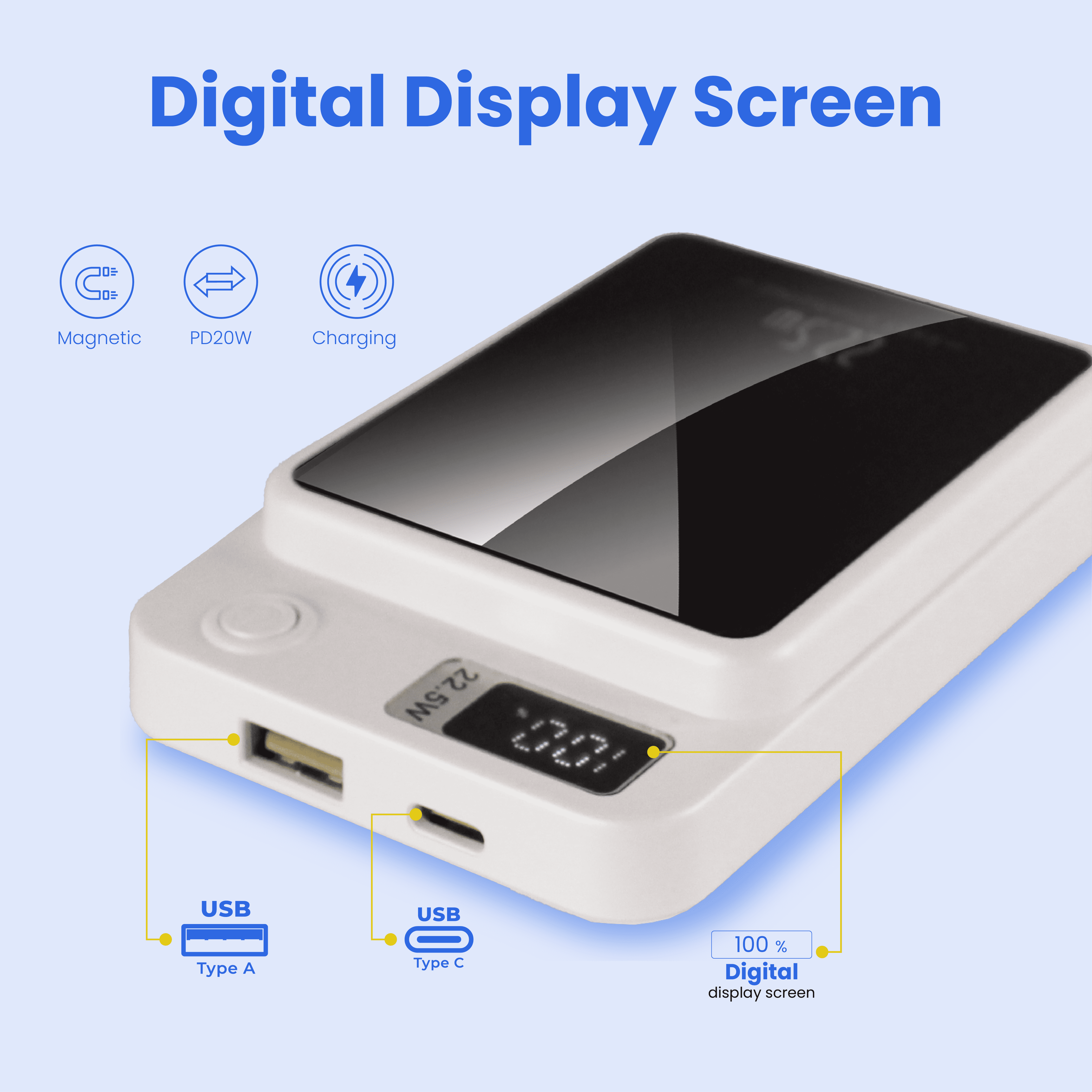 10000mAh Portable Charger Power Bank with Built-in Cable Usb-C and Travel Essentials