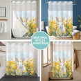 thumbnail image 5 of No Hook Shower Curtain with Snap in Liner, Easter Watercolor Cute Bunny Waterproof Bath Curtain Double Layers with See Through Top Window, Rabbit Yellow Flower Garden Hotel Shower Curtains 72x72in, 5 of 9