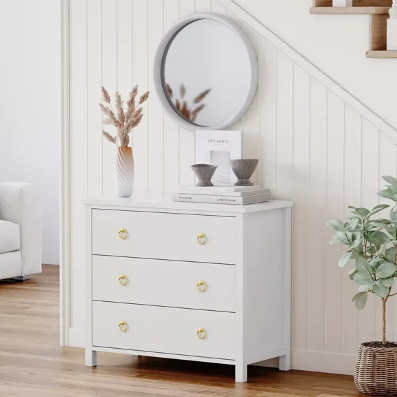 EastVita 3 Drawer Dresser for Bedroom - 29inch Tall Dresser - Modern Tall Drawer Dresser with Storage - Wooden Closet Dressers Chest of Drawers Freestanding for Bedroom/Nursery/Living Room - White