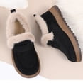 thumbnail image 4 of LIJCC Women's Winter Shoes Flat Insulated Fluffy Trendy Buckle Slip on Ankle Low Heel Cute Suede Work Office Snow Boots Warm Faux Fur Lined Ankle Booties Plush Slip On Outdoor Shoes, 4 of 7