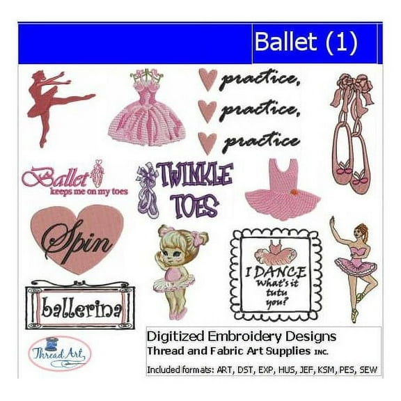 Ballet(1) Embroidery Designs - All Popular Formats Included - Loaded on USB Stick