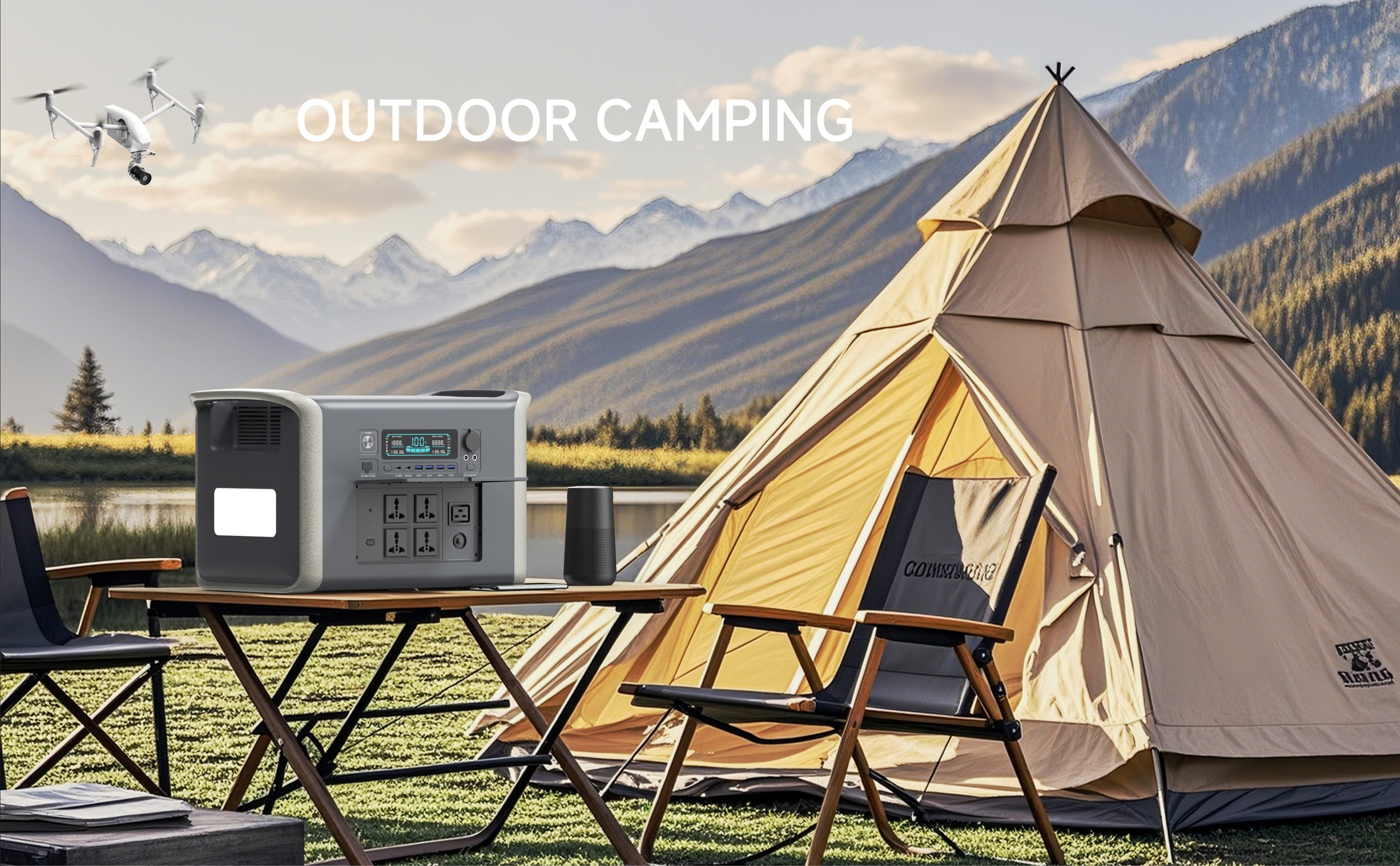 2400W Portable Power Station - 4800W Peak, 2048Wh LiFePO4 Battery, Fast 2-Hour Charge - Ideal for Home Backup & Outdoor Adventures