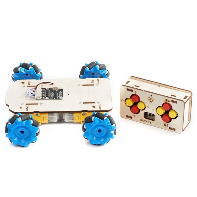 DIY Wooden Remote Control Car Science Experiment Physical Model DIY Remote Control MCNA Mother-Wheel Car for Kids Gifts