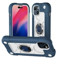 Dteck for iPhone 15 Plus Case with Double Ring Stand, Heavy-Duty Military Grade Shockproof Phone Cover for iPhone 15 Plus,Blue