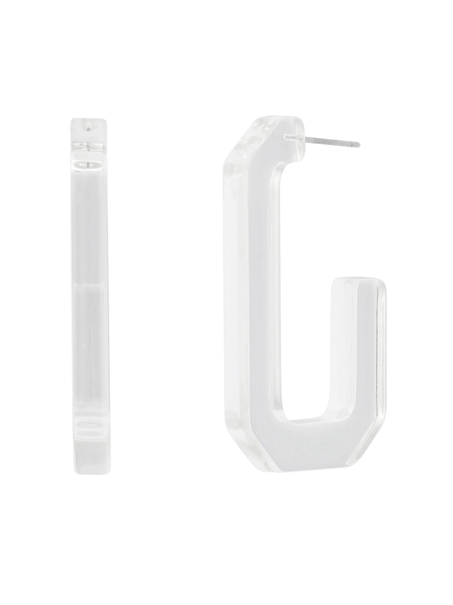 Madden NYC Women's Fashion Clear Resin Hoop Earrings