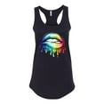 thumbnail image 2 of Wild Bobby, Colorful Neon Rainbow Biting Lips, Pop Culture, Women Racerback Tank Top, Black, Small, 2 of 3