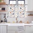 thumbnail image 2 of Botanical Flower Kitchen Curtains Short 54 Inch Length, Country Farm Butterfly Spring Plant Grommet Top Bedroom Living Room Curtains, Light Filtering Cafe Curtain Drapes 2 Panels Set 84''x54'', 2 of 9