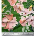 thumbnail image 1 of Soimoi Green Poly Georgette Fabric Leaves & Magnolia Floral Print Sewing Fabric Yard 42 Inch Wide, 1 of 5