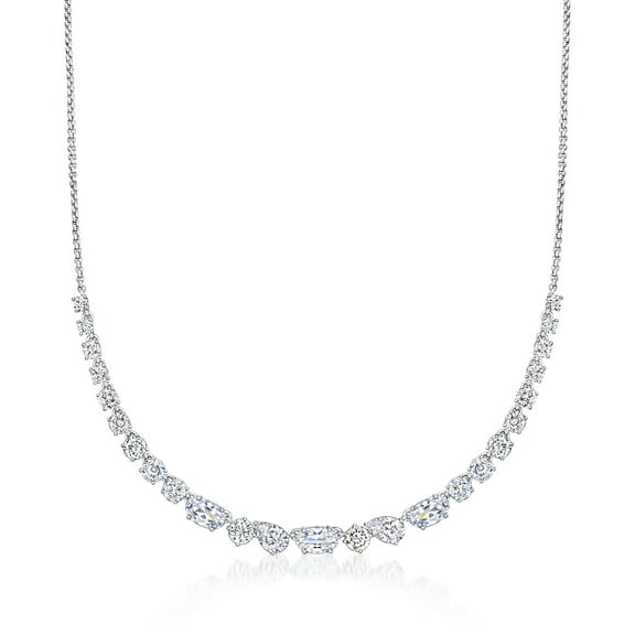 Ross-Simons Rhodium-Plated Necklace With 9.10 ct. t.w. Czs, Women's, Adult